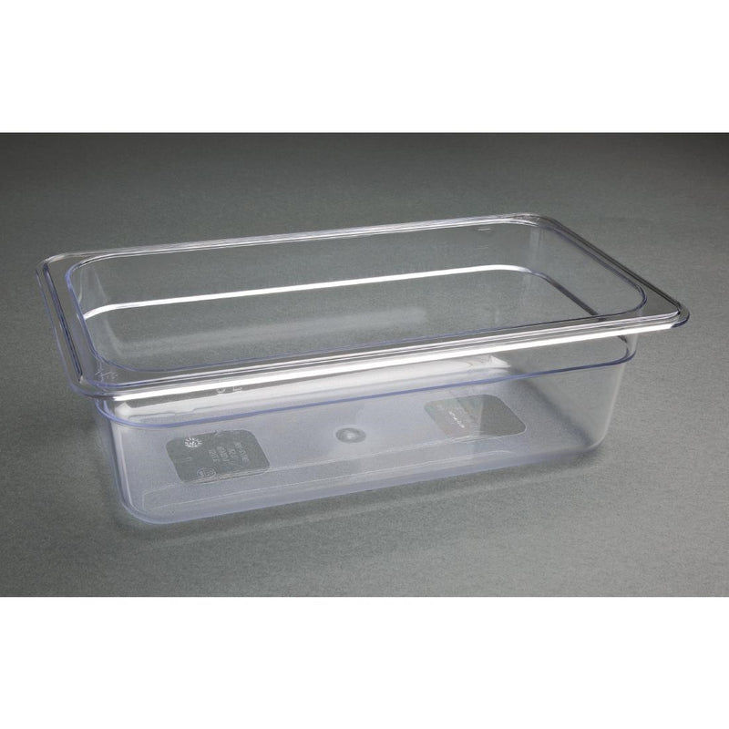 Vogue Polycarbonate 1/3 Gastronorm Container 100mm Clear