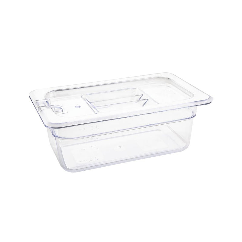 Vogue Polycarbonate 1/4 Gastronorm Container 100mm Clear