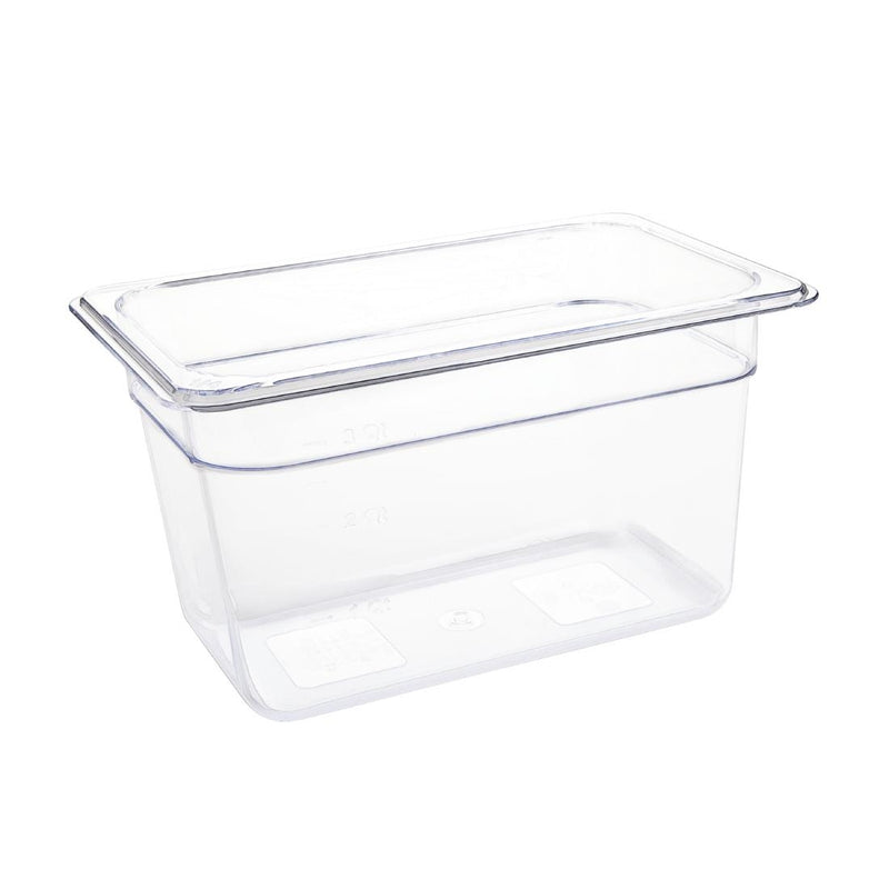 Vogue Polycarbonate 1/4 Gastronorm Container 150mm Clear