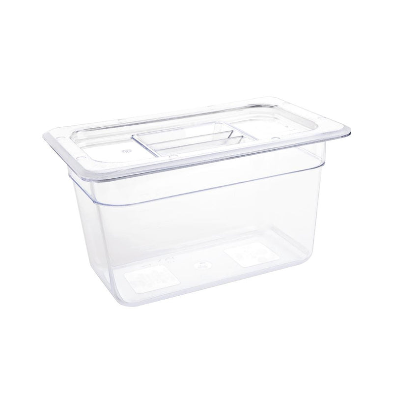 Vogue Polycarbonate 1/4 Gastronorm Container 150mm Clear