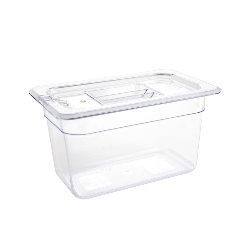 Vogue Polycarbonate 1/4 Gastronorm Container 150mm Clear