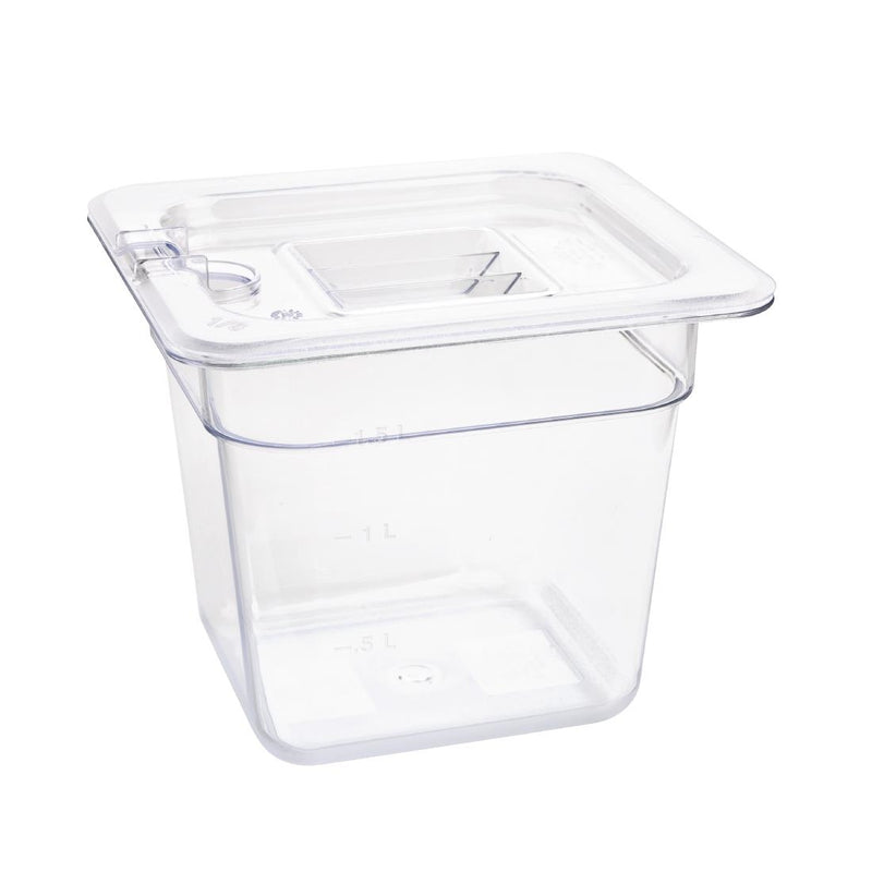 Vogue Polycarbonate 1/6 Gastronorm Container 150mm Clear