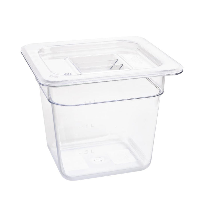 Vogue Polycarbonate 1/6 Gastronorm Container 150mm Clear