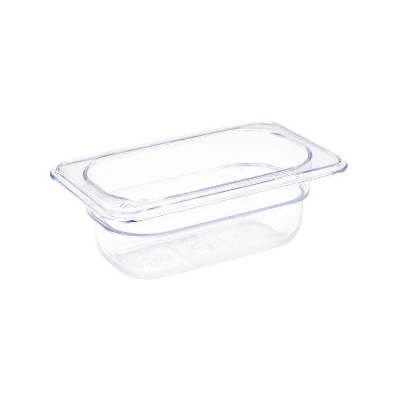 Vogue Polycarbonate 1/9 Gastronorm Container 65mm Clear