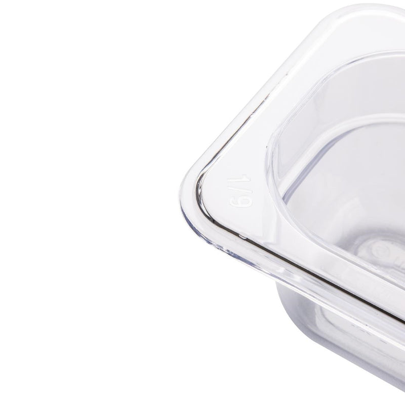 Vogue Polycarbonate 1/9 Gastronorm Container 65mm Clear