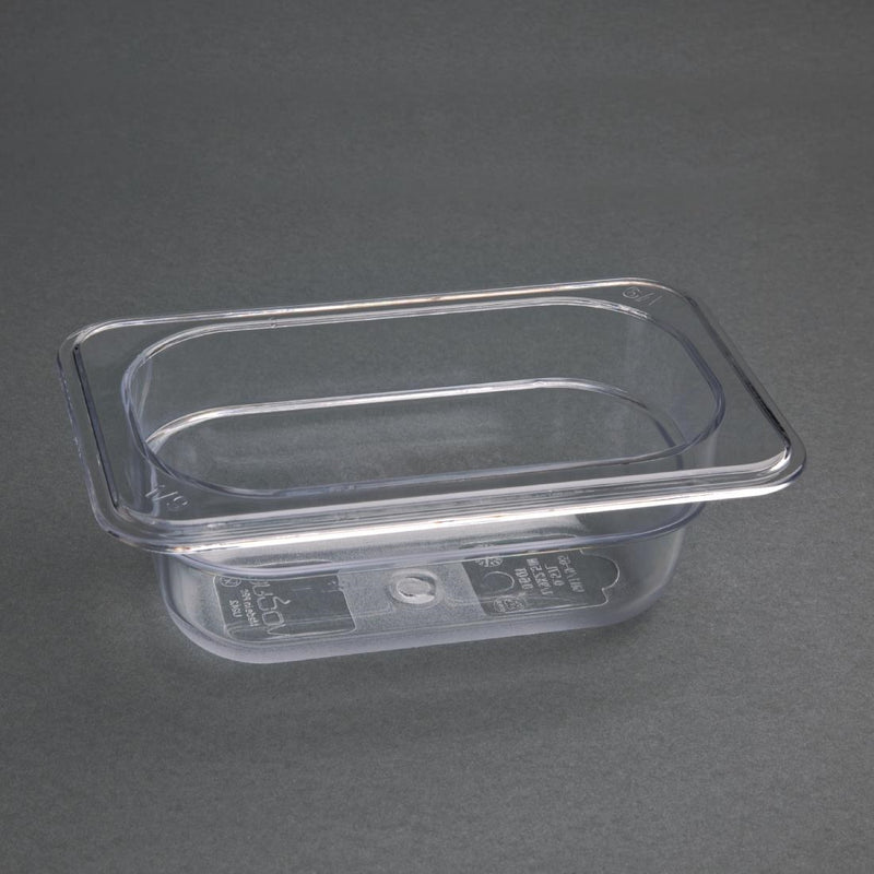 Vogue Polycarbonate 1/9 Gastronorm Container 65mm Clear