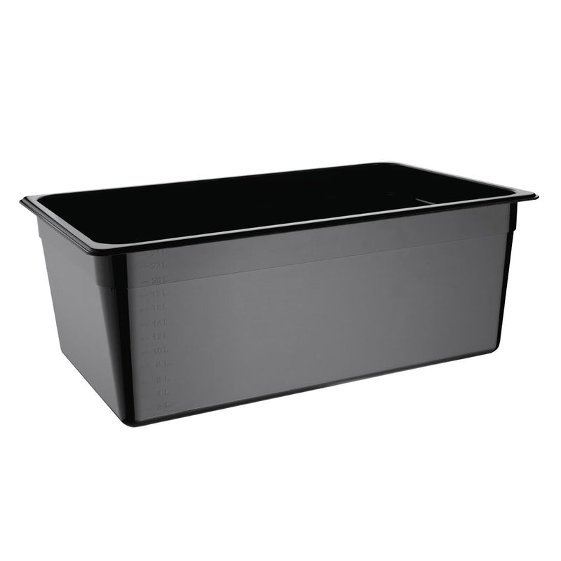 Vogue Polycarbonate 1/1 Gastronorm Container 200mm Black