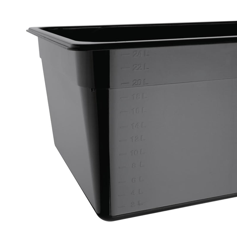 Vogue Polycarbonate 1/1 Gastronorm Container 200mm Black