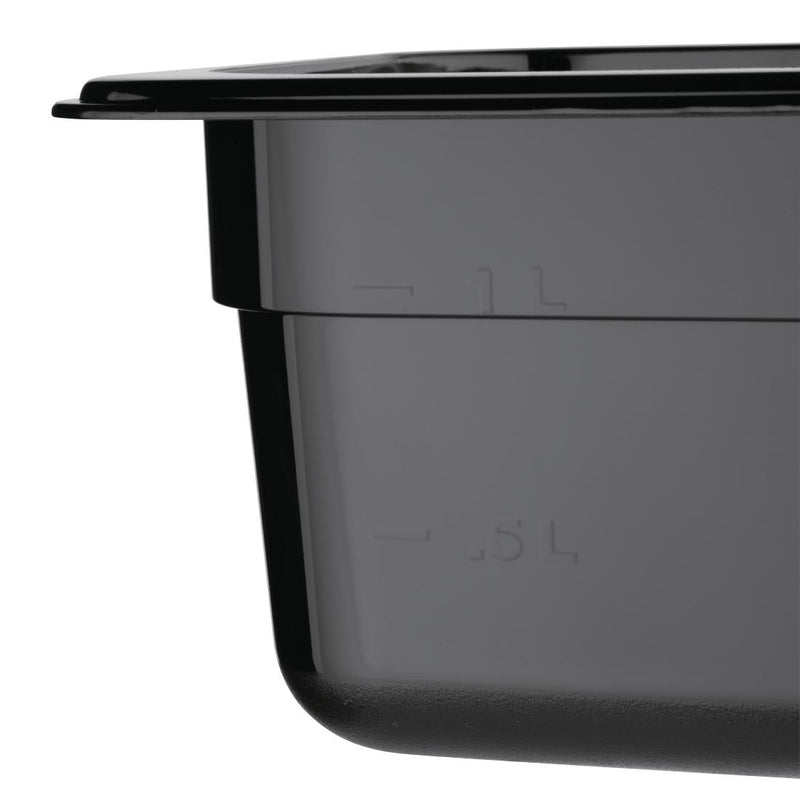 Vogue Polycarbonate 1/6 Gastronorm Container 100mm Black