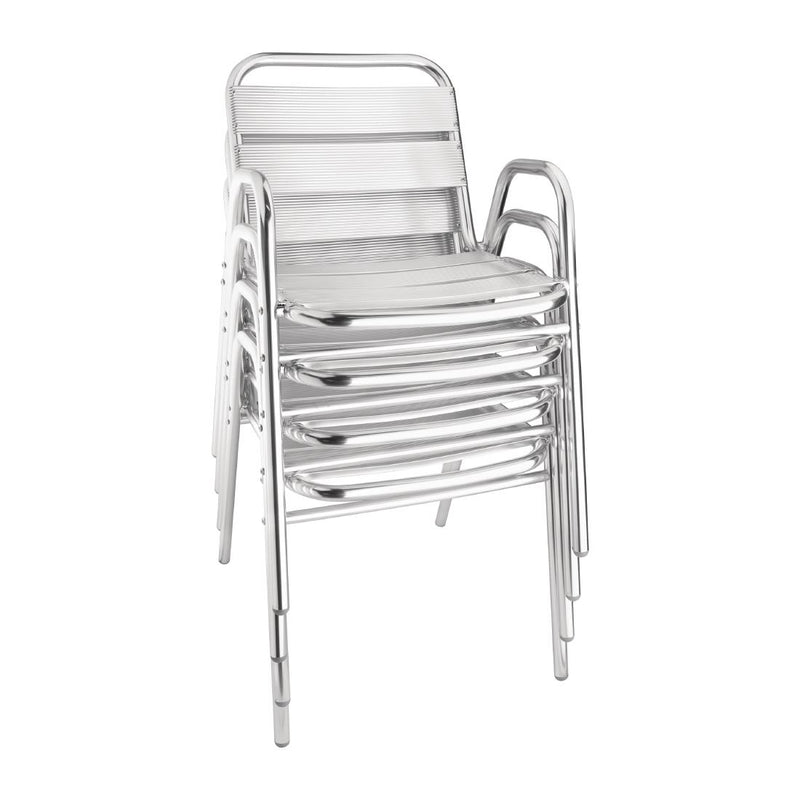 Bolero Aluminium Stacking Chairs Arched Arms (Pack of 4)