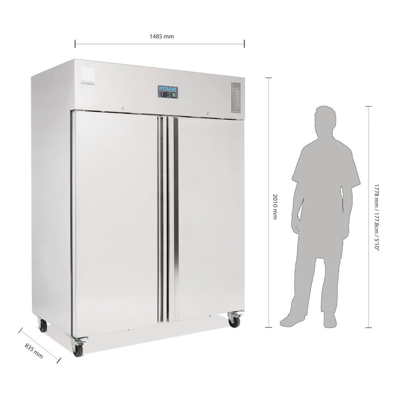 Polar U-Serie aufrechter Doppeltür-Kühlschrank 1300Ltr