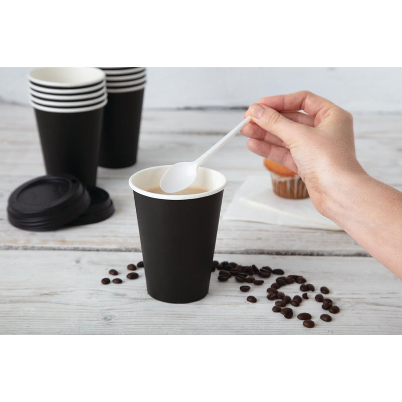 Fiesta Recyclable Coffee Cups Single Wall Black 225ml / 8oz (Pack of 50)