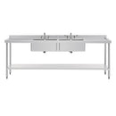 Vogue Stainless Steel Double Sink with Double Drainer 2400mm