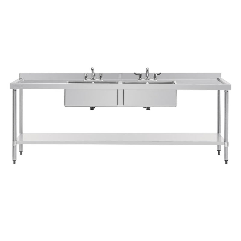 Vogue Stainless Steel Double Sink with Double Drainer 2400mm