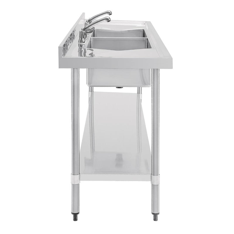 Vogue Stainless Steel Double Sink with Double Drainer 2400mm