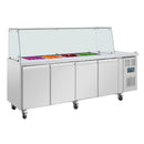 Polar U-Series GN Saladette Counter with Square Sneeze Guard 4 Door