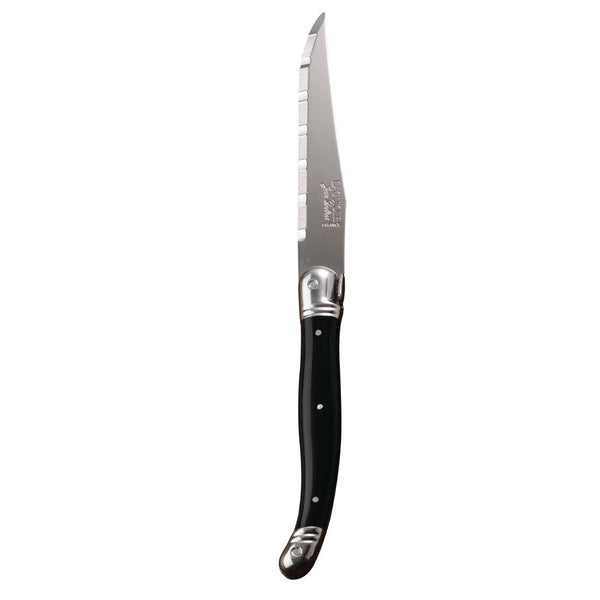 Laguiole Steakmesser mit Wellenschliff, schwarzer Griff (6er-Pack)