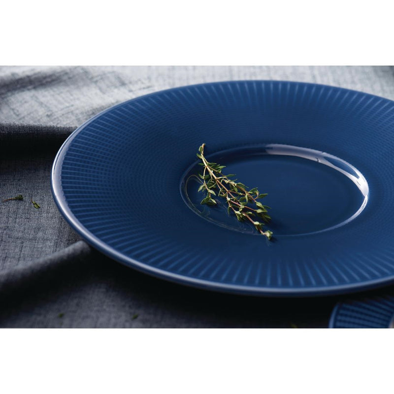 Steelite Willow Azure Gourmet Plates Medium Well Blue 285mm (Pack of 6)