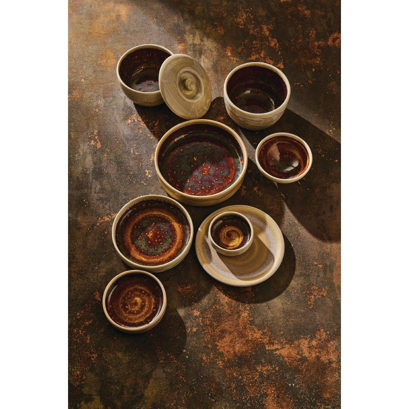 Steelite Aurora Vesuvius Amber Round Stacking Trays 203mm (Pack of 12)