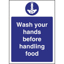 Vogue Wash hands Before Handling Food Sign