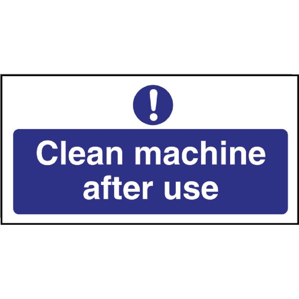 Vogue-Schild „Maschine nach Gebrauch reinigen“.