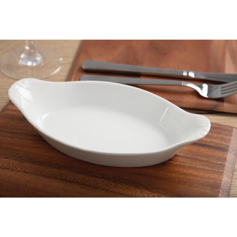 Olympia Whiteware Oval Eared Dishes 204mm (Pack of 6)