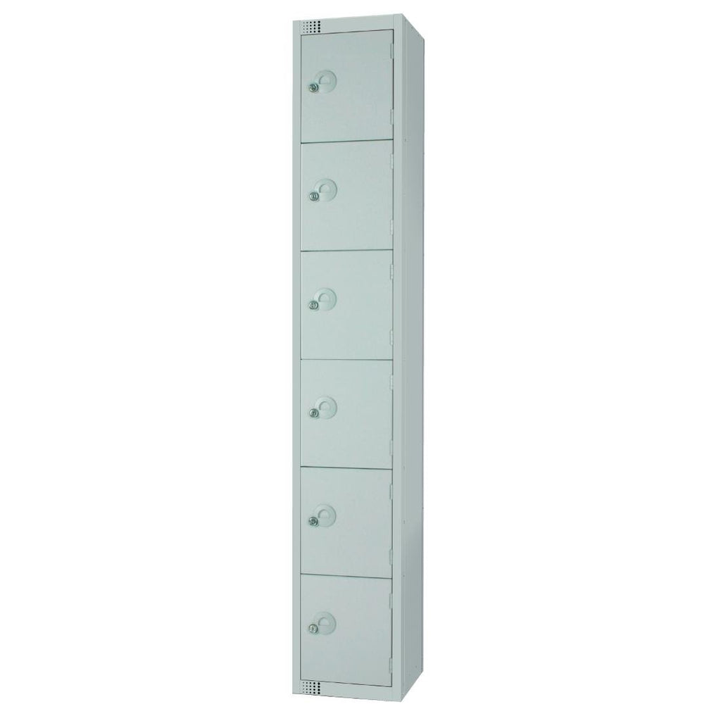 Elite Six Door Coin Return Locker with Sloping Top Grey