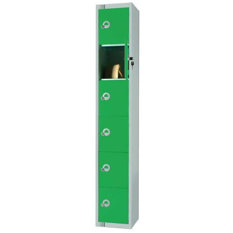 Elite Six Door Coin Return Locker with Sloping Top Green