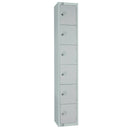 Elite Spind mit Vorhängeschloss, sechs Türen und schräger Oberseite, Grau