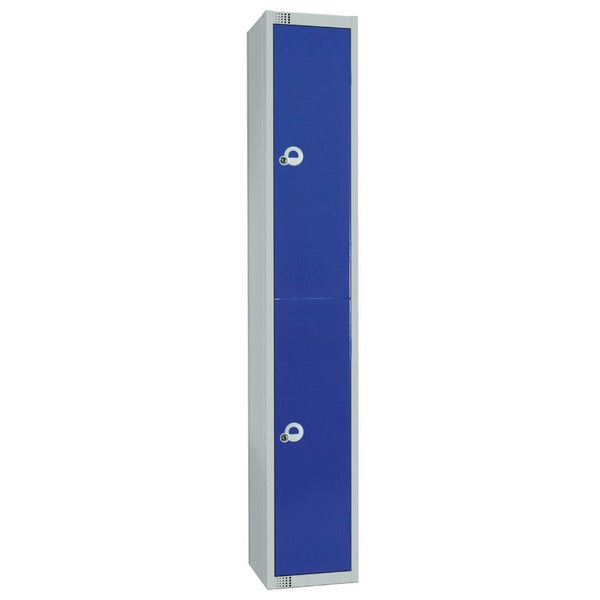 Elite Double Door Coin Return Locker with Sloping Top Graphite Blue