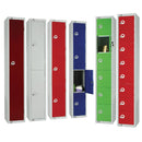 Elite-Schließfach mit drei Türen, manuellem Zahlenschloss, Rot