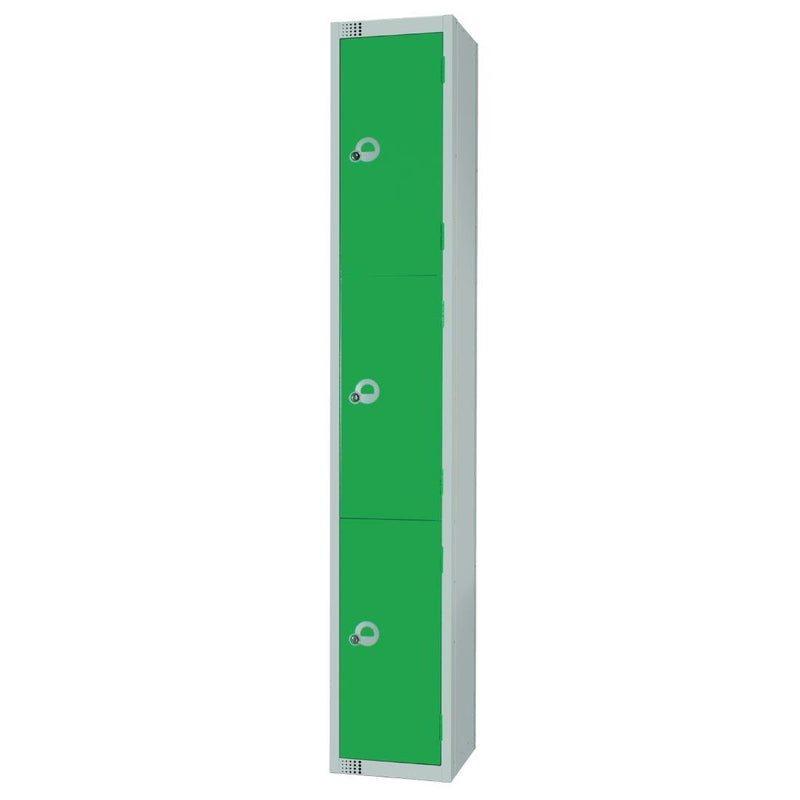 Elite Three Door Electronic Combination Locker with Sloping Top Green