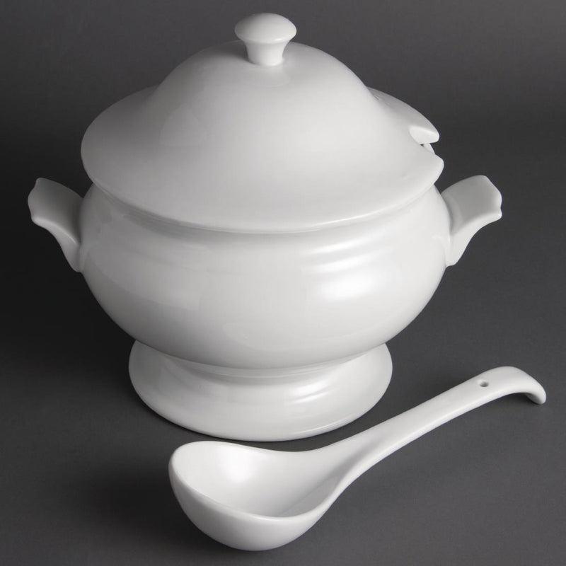 Olympia Whiteware Soup Tureen and Ladle 2.5Ltr 88oz