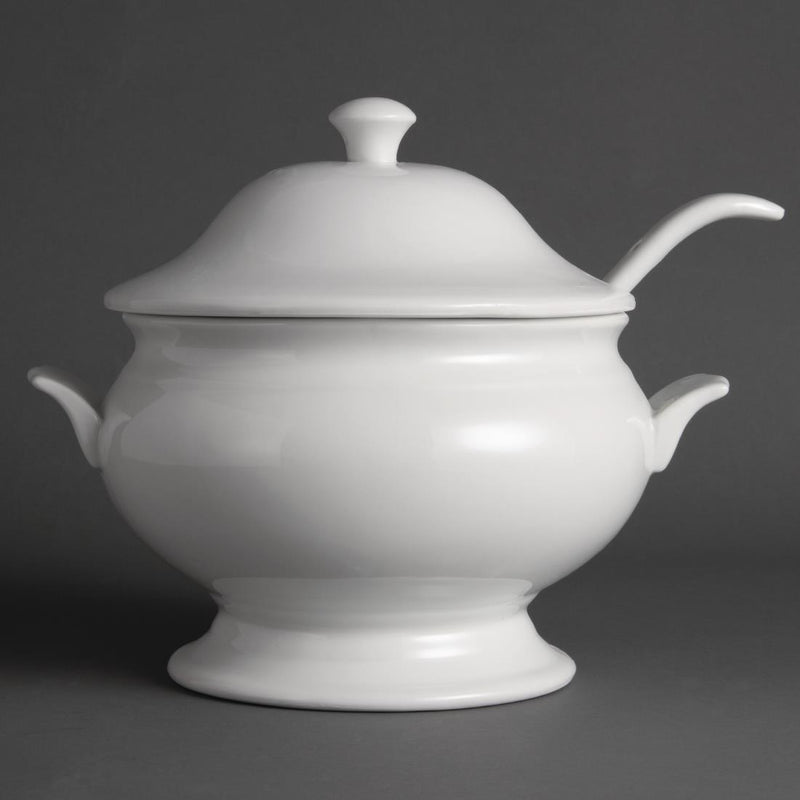 Olympia Whiteware Soup Tureen and Ladle 2.5Ltr 88oz