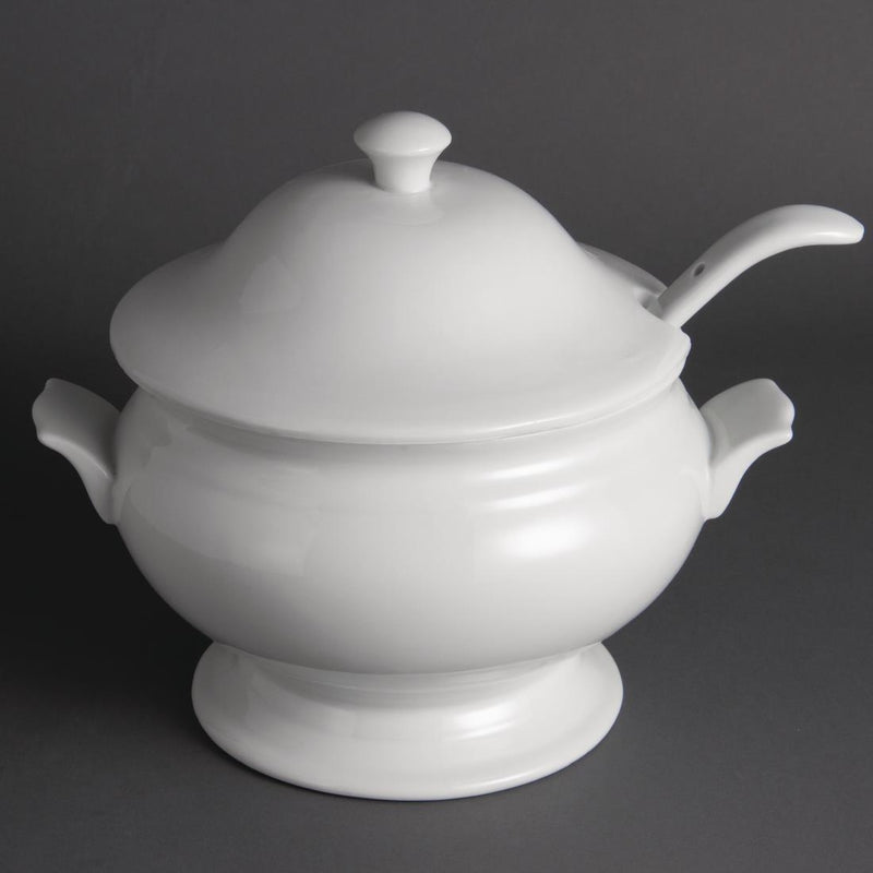 Olympia Whiteware Soup Tureen and Ladle 2.5Ltr 88oz