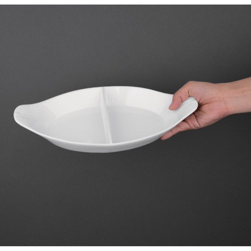 Olympia Whiteware geteilte ovale Ohrenschalen 290 x 160 mm (6er-Pack)