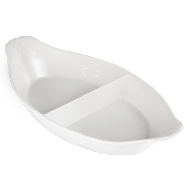 Olympia Whiteware geteilte ovale Ohrenschalen 290 x 160 mm (6er-Pack)