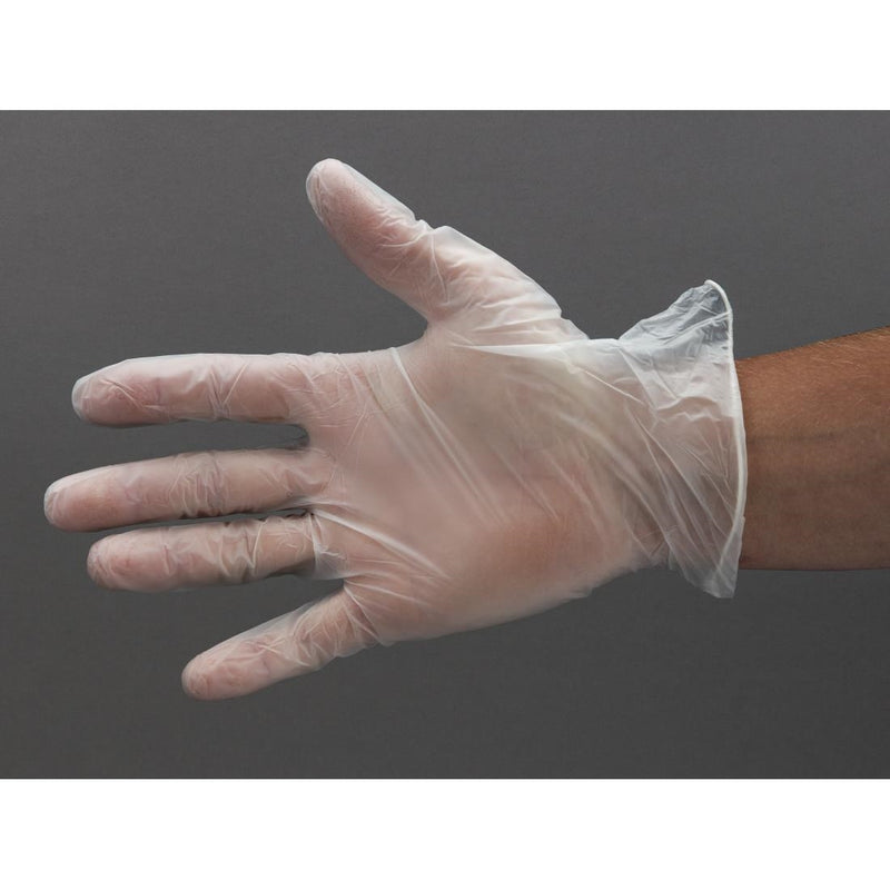 Vogue Powder-Free Vinyl Gloves Clear Large (Pack of 100)