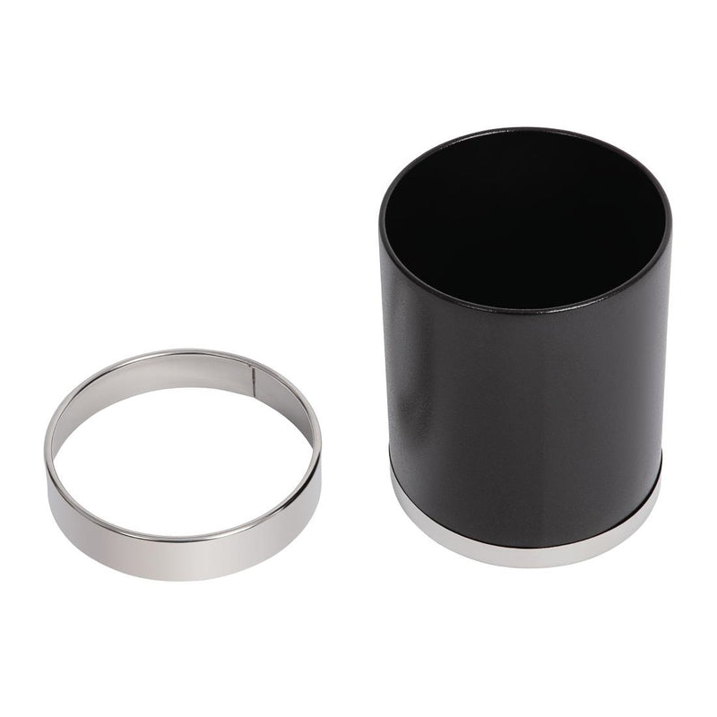 Bolero Black Waste Paper Bin with Silver Rim