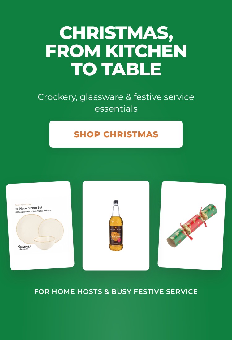 Christmas, from kitchen to table. Shop festive tableware and service essentials.